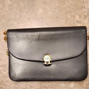 Vintage Christian Dior Dark Navy Leather Bag